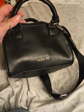 Madden NYC Black Pebble Crossbody Satchel
